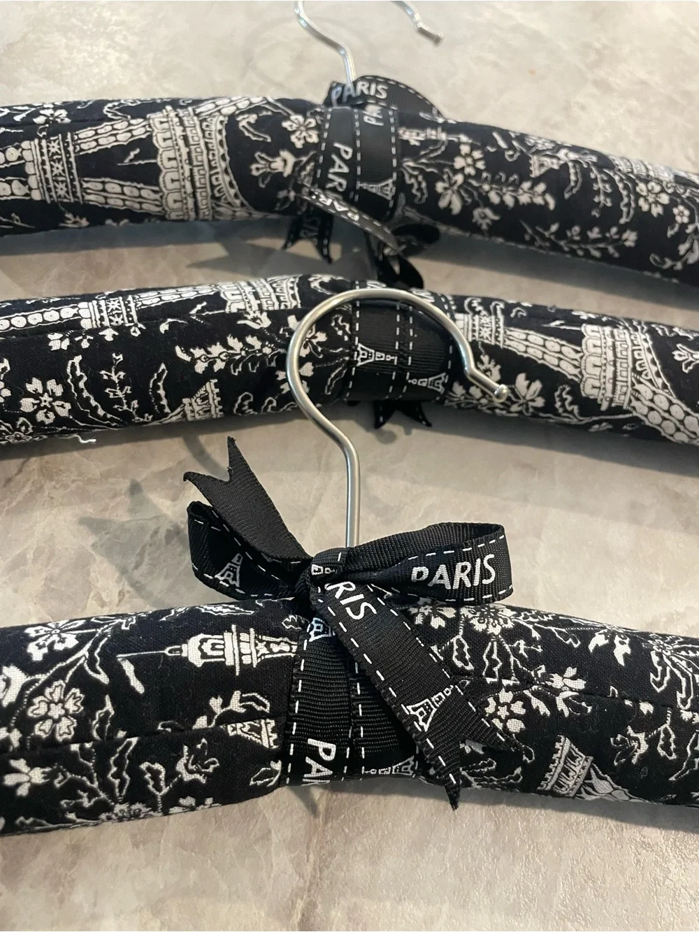 Aris Black & White Paris-Themed Padded Hangers - Set of 3